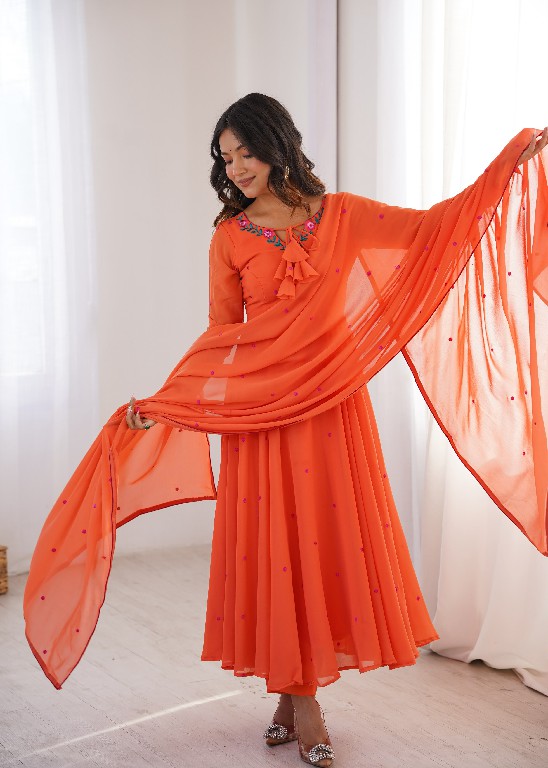 SP SERIES D.NO SP-82 WHOLESALE READYMADE FAUX GEORGETTE FESTIVE WEAR 3 PCS SUITS FOR EXPORT