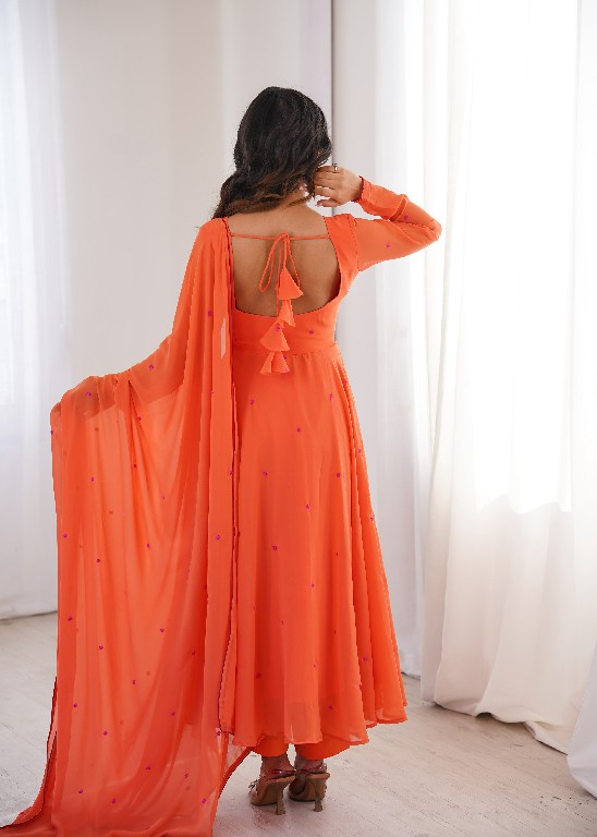 SP SERIES D.NO SP-82 WHOLESALE READYMADE FAUX GEORGETTE FESTIVE WEAR 3 PCS SUITS FOR EXPORT