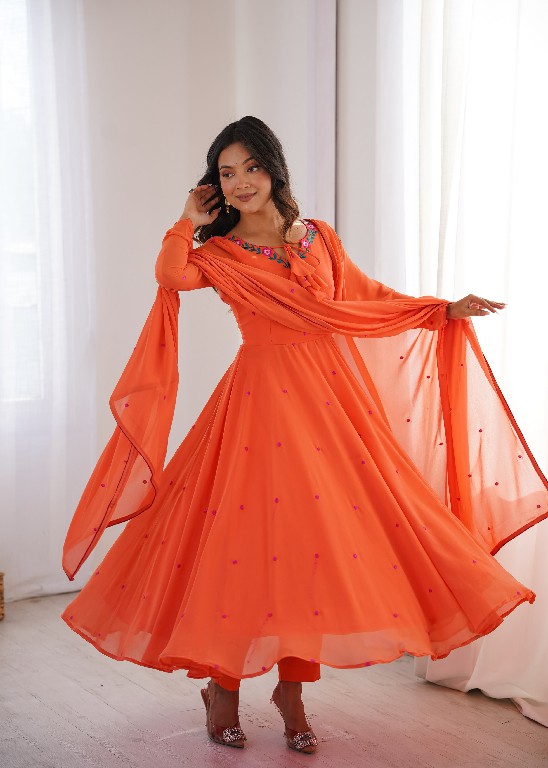 SP SERIES D.NO SP-82 WHOLESALE READYMADE FAUX GEORGETTE FESTIVE WEAR 3 PCS SUITS FOR EXPORT