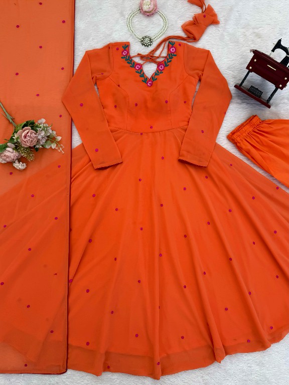 SP SERIES D.NO SP-82 WHOLESALE READYMADE FAUX GEORGETTE FESTIVE WEAR 3 PCS SUITS FOR EXPORT