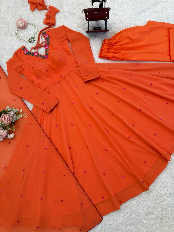 SP SERIES D.NO SP-82 WHOLESALE READYMADE FAUX GEORGETTE FESTIVE WEAR 3 PCS SUITS FOR EXPORT