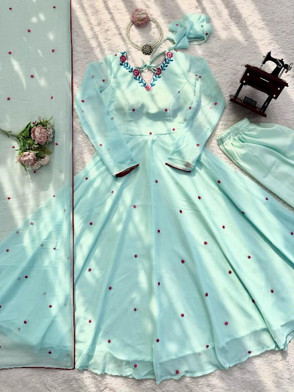 SP SERIES D.NO SP-82 WHOLESALE READYMADE FAUX GEORGETTE FESTIVE WEAR 3 PCS SUITS FOR EXPORT