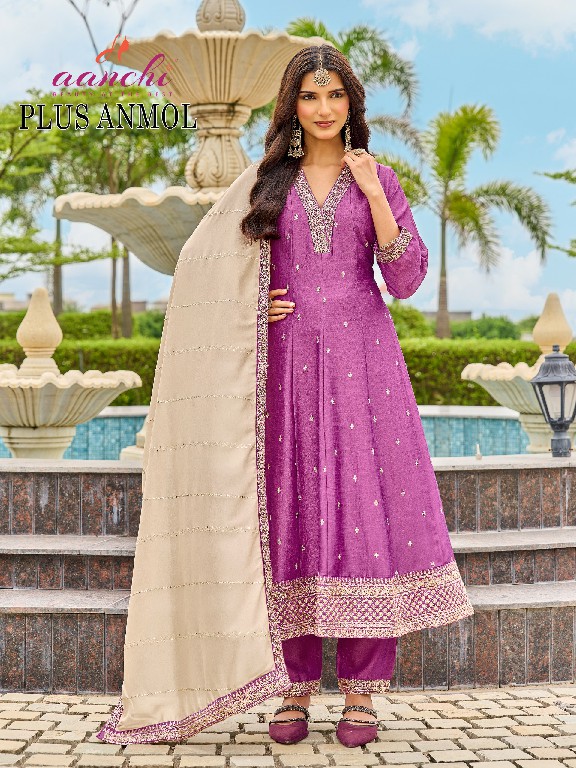 AANCHI PLUS ANMOL WHOLESALE READYMADE VICHITRA SILK BIG SIZE LATEST FASHION 3 PCS COMBO SET SUITS SUPPLIER