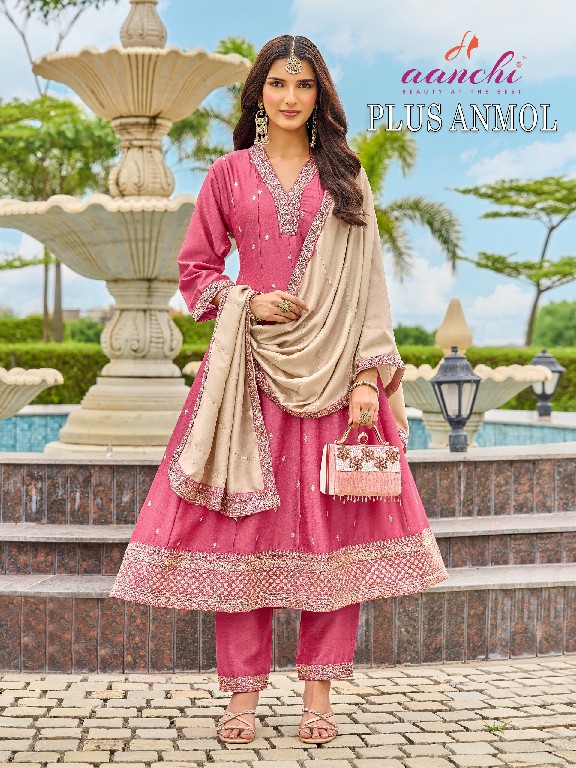 AANCHI PLUS ANMOL WHOLESALE READYMADE VICHITRA SILK BIG SIZE LATEST FASHION 3 PCS COMBO SET SUITS SUPPLIER