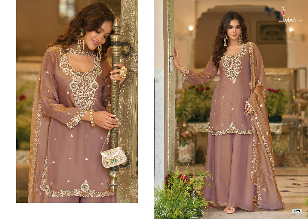 EBA LIFESTYLE NOORANI WHOLESALE READYMADE FANDY SATIN WITH BEATS WORK FESTIVE WEAR 3 OCS SUITS EXPORTER
