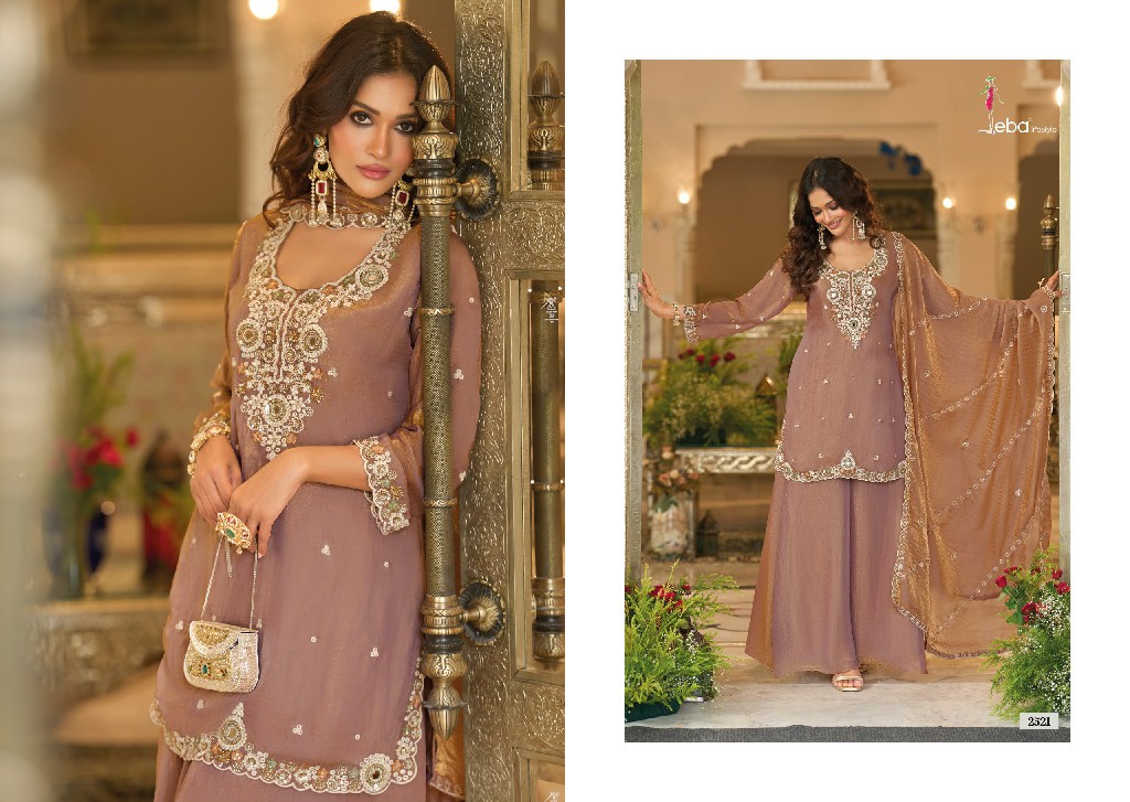 EBA LIFESTYLE NOORANI WHOLESALE READYMADE FANDY SATIN WITH BEATS WORK FESTIVE WEAR 3 OCS SUITS EXPORTER