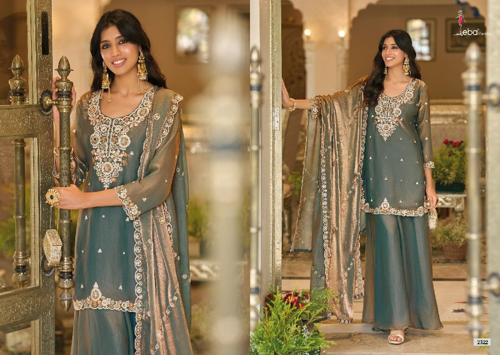 EBA LIFESTYLE NOORANI WHOLESALE READYMADE FANDY SATIN WITH BEATS WORK FESTIVE WEAR 3 OCS SUITS EXPORTER