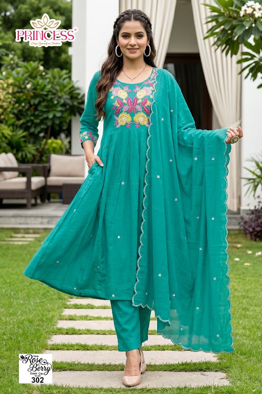 PRINCESS CREATION NEW ROSE BERRY GOWN CAU VOL 3 WHOLESALE READYMADE MAL CHANDERI STYLISH LOOK 3 PCS COMBO SET SUITS EXPORTER