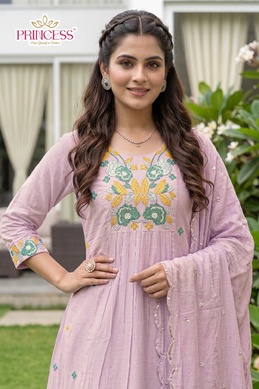 PRINCESS CREATION NEW ROSE BERRY GOWN CAU VOL 3 WHOLESALE READYMADE MAL CHANDERI STYLISH LOOK 3 PCS COMBO SET SUITS EXPORTER