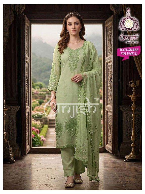 ANJISH MATUSHREE VOL 1 WHOLESALE READYMADE MULL CHANDERI TRENDING 3 PCS SUITS FOR EXPORT