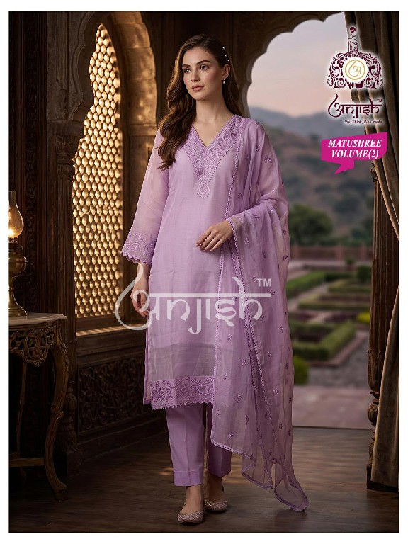ANJISH MATUSHREE VOL 2 WHOLESALE READYMADE MULL CHANDERI PRETTY LOOK 3 PCS SUITS EXPORTER