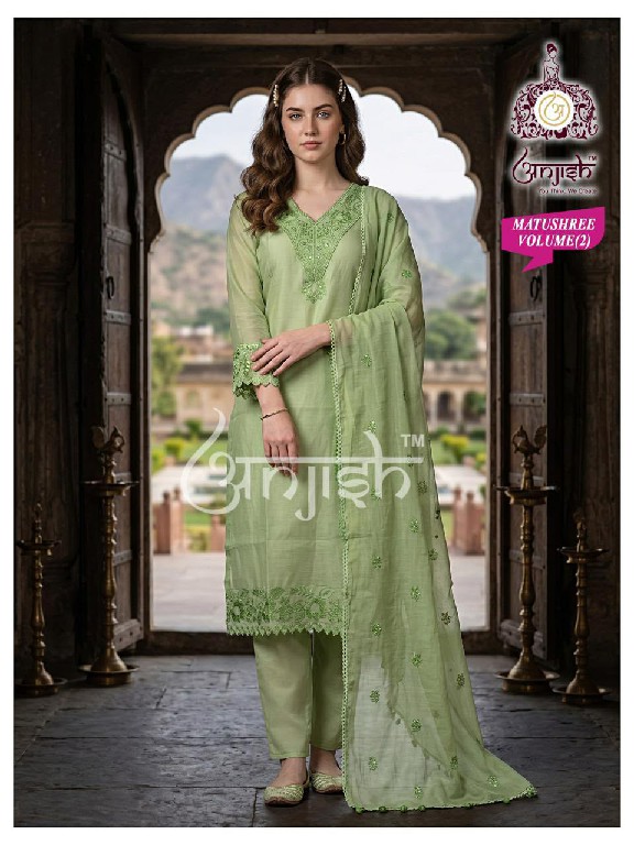 ANJISH MATUSHREE VOL 2 WHOLESALE READYMADE MULL CHANDERI PRETTY LOOK 3 PCS SUITS EXPORTER