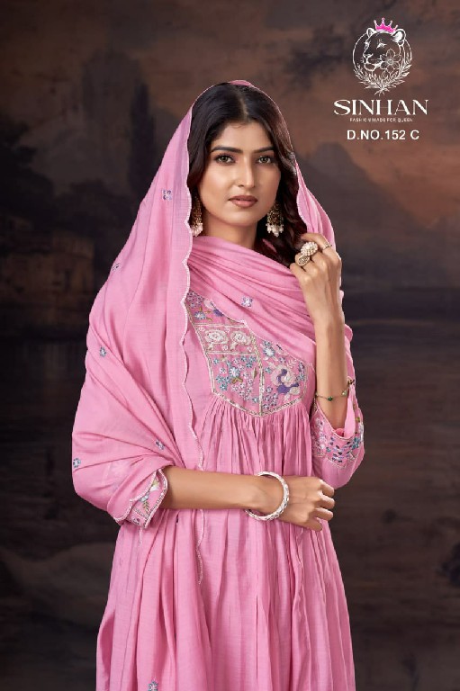 SINHAN D.NO 152 WHOLESALE READYMADE SIFT MULL CHANDERI WITH HAND WORK 3 PCS SUITS SUPPLIER