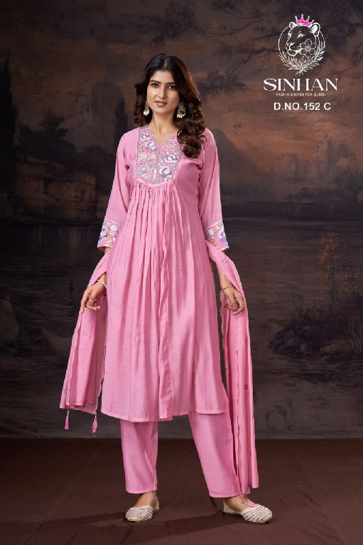 SINHAN D.NO 152 WHOLESALE READYMADE SIFT MULL CHANDERI WITH HAND WORK 3 PCS SUITS SUPPLIER