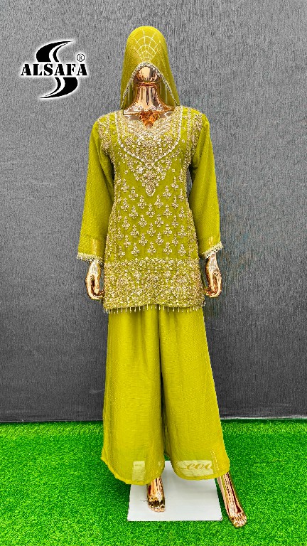 ALSAFA D.NO 3182 WHOLESALE READYMADE CHIFFON WITH WORK PAKISTANI TOP PLAZZO WIRH DUPATTA ONLINE