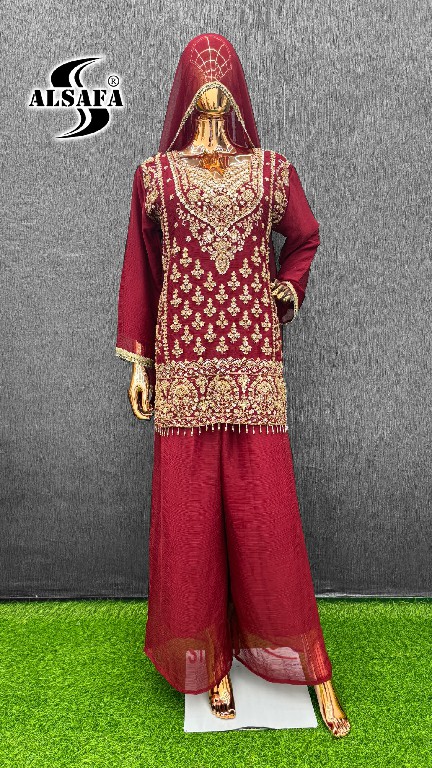 ALSAFA D.NO 3182 WHOLESALE READYMADE CHIFFON WITH WORK PAKISTANI TOP PLAZZO WIRH DUPATTA ONLINE