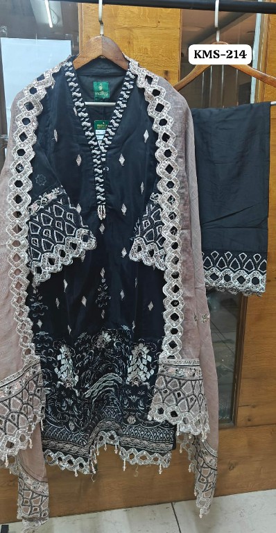 TEXTILEDEAL D.NO KMS-214 COLOR WHOLESALE READYMADE COTTON SILK WITH WORK PAKISTANI ELEGANT 3 PCS SUITS EXPORTER