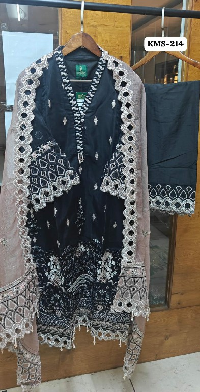 TEXTILEDEAL D.NO KMS-214 COLOR WHOLESALE READYMADE COTTON SILK WITH WORK PAKISTANI ELEGANT 3 PCS SUITS EXPORTER
