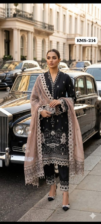 TEXTILEDEAL D.NO KMS-214 COLOR WHOLESALE READYMADE COTTON SILK WITH WORK PAKISTANI ELEGANT 3 PCS SUITS EXPORTER