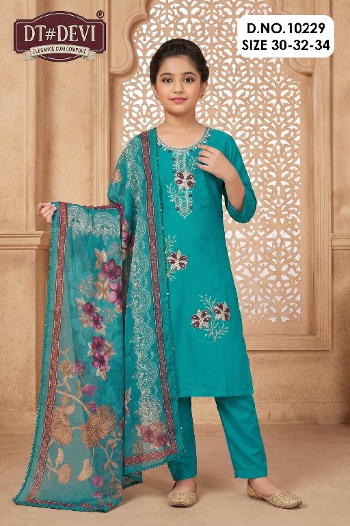 DT DEVI MANJRI VOL 1 WHOLESALE READYMADE ROMAN SILK ETHNIC WEAR 3 PCS COMBO SET SUITS FOR KIDS SUPPLIER