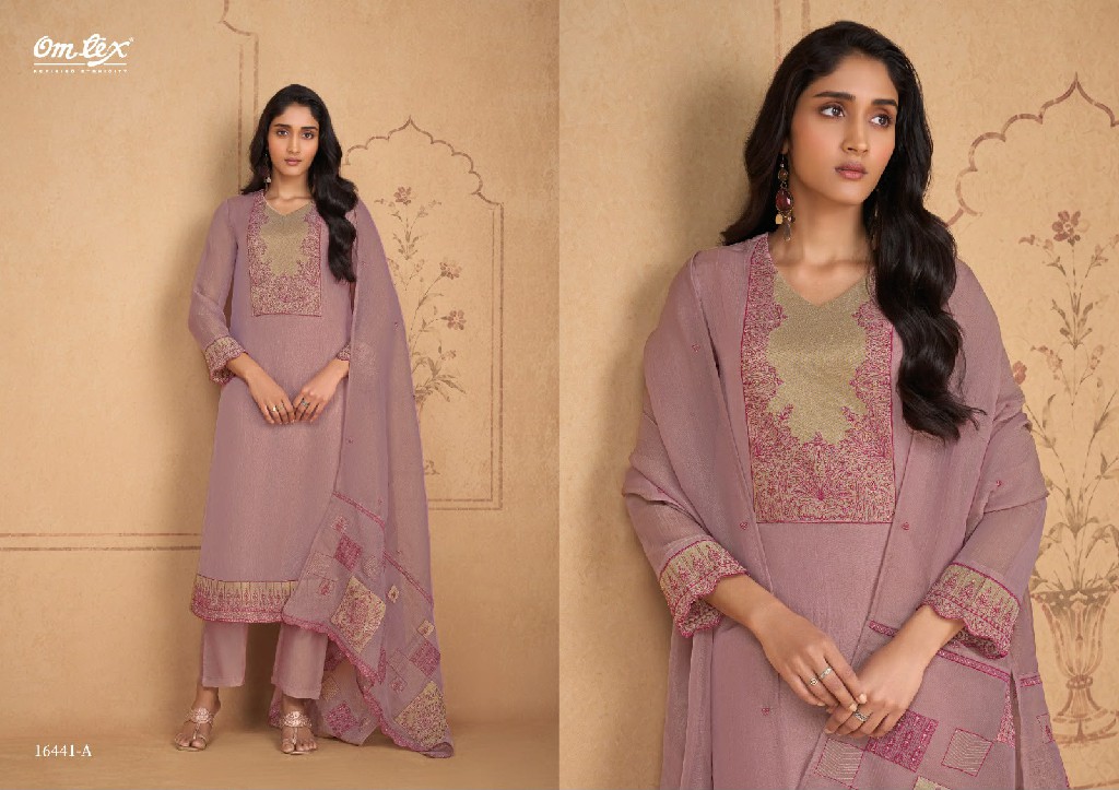OMTEX NICOLE WHOLESALE SILK TISSUE EMBROIDERY PATCH WORK UNSTITCH SALWAR SUITS EXPORTER