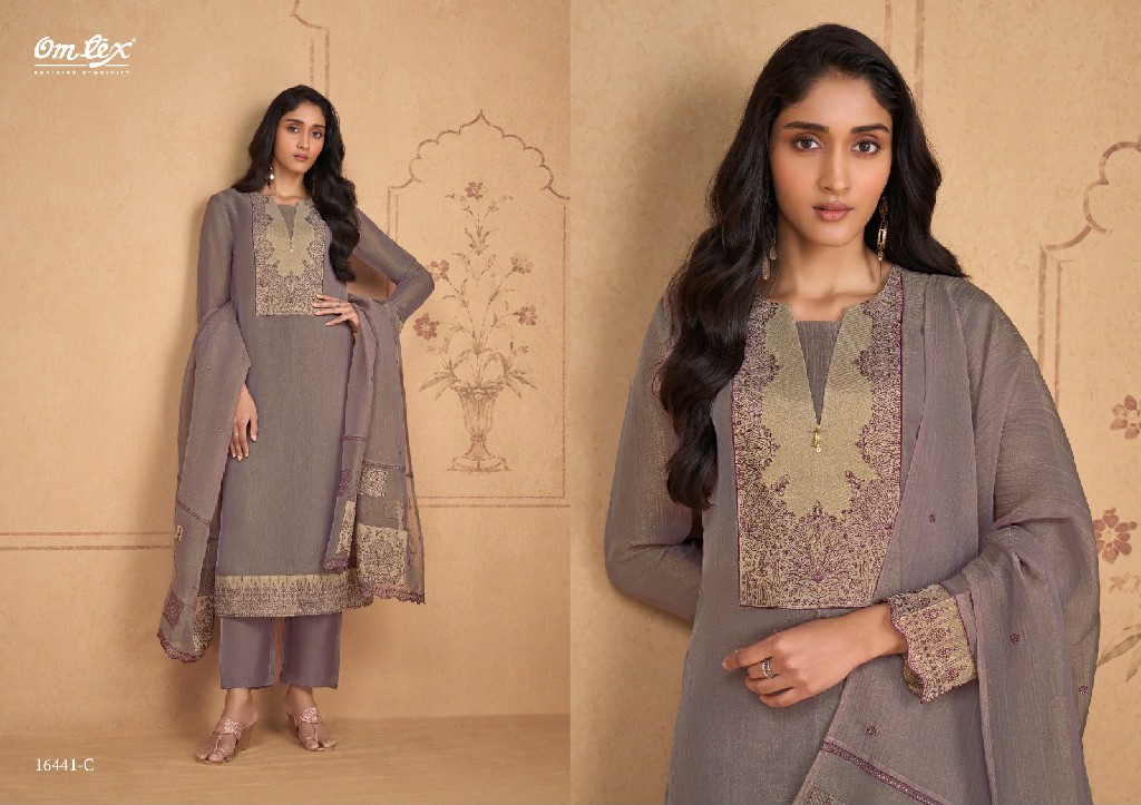 OMTEX NICOLE WHOLESALE SILK TISSUE EMBROIDERY PATCH WORK UNSTITCH SALWAR SUITS EXPORTER