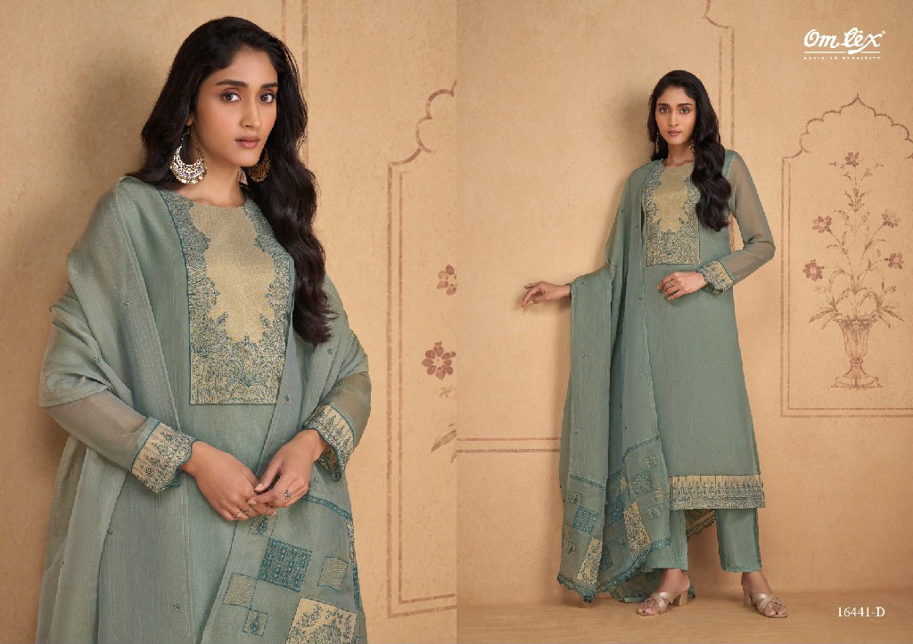 OMTEX NICOLE WHOLESALE SILK TISSUE EMBROIDERY PATCH WORK UNSTITCH SALWAR SUITS EXPORTER
