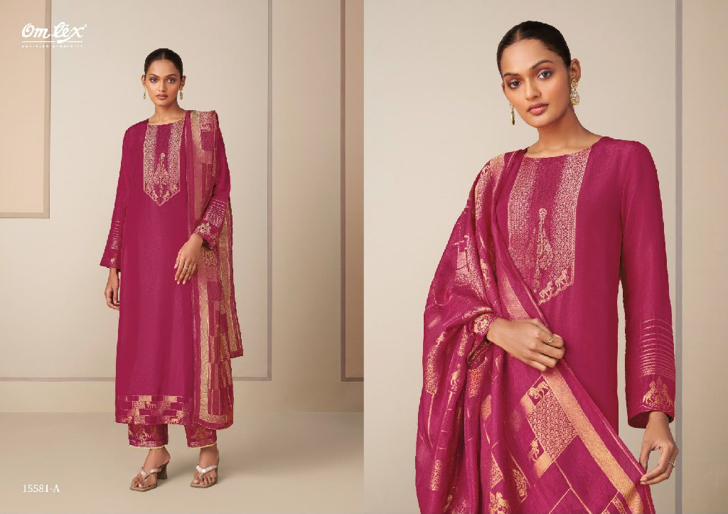 OMTEX MRUNAL WHOLESALE JACQUARD SILK FESTIVE LOOK UNSTITCH SALWAR SUITS SUPPLIER