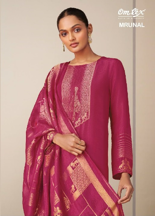 OMTEX MRUNAL WHOLESALE JACQUARD SILK FESTIVE LOOK UNSTITCH SALWAR SUITS SUPPLIER