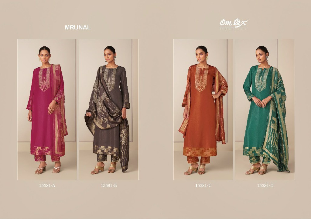 OMTEX MRUNAL WHOLESALE JACQUARD SILK FESTIVE LOOK UNSTITCH SALWAR SUITS SUPPLIER