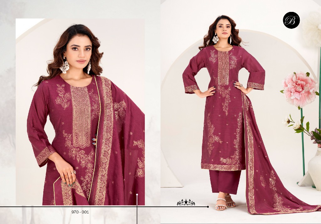 BELLIZA ZAHIDA WHOLESALE PURE COTTON SILK JACQUARD BEAUTIFUL UNSTITCH SALWAR SUITS FOR EXPORT