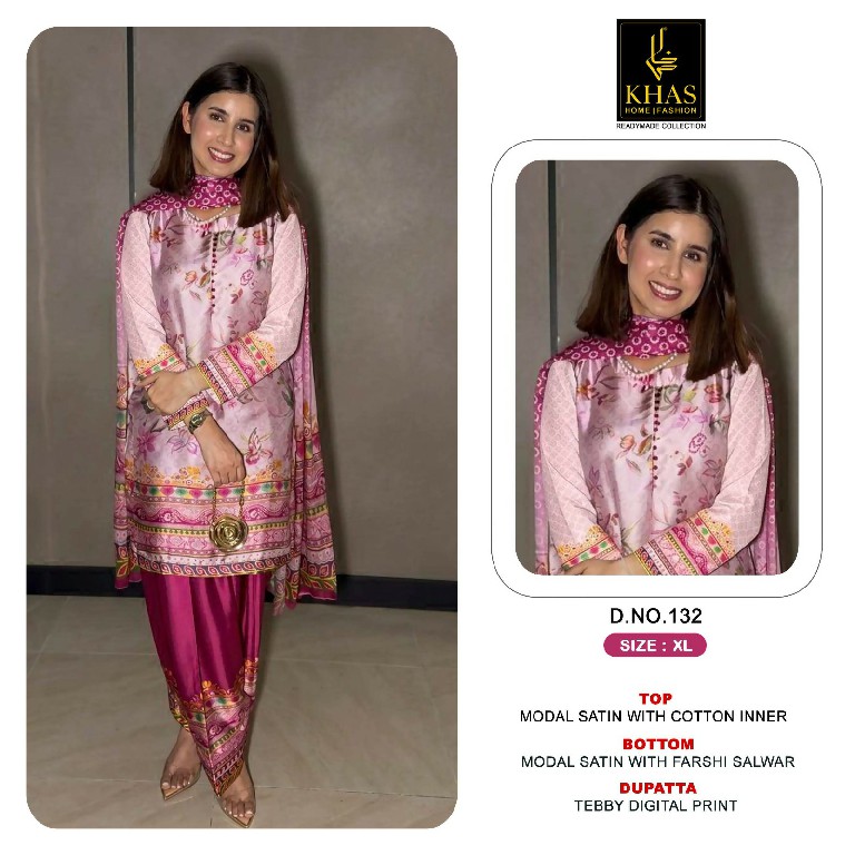 KHAS D.NO 131 TO 139 WHOLESALE READYMADE MODAL SATIN NEW DESIGN 3 PCS COMBO SET SUITS EXPORTER