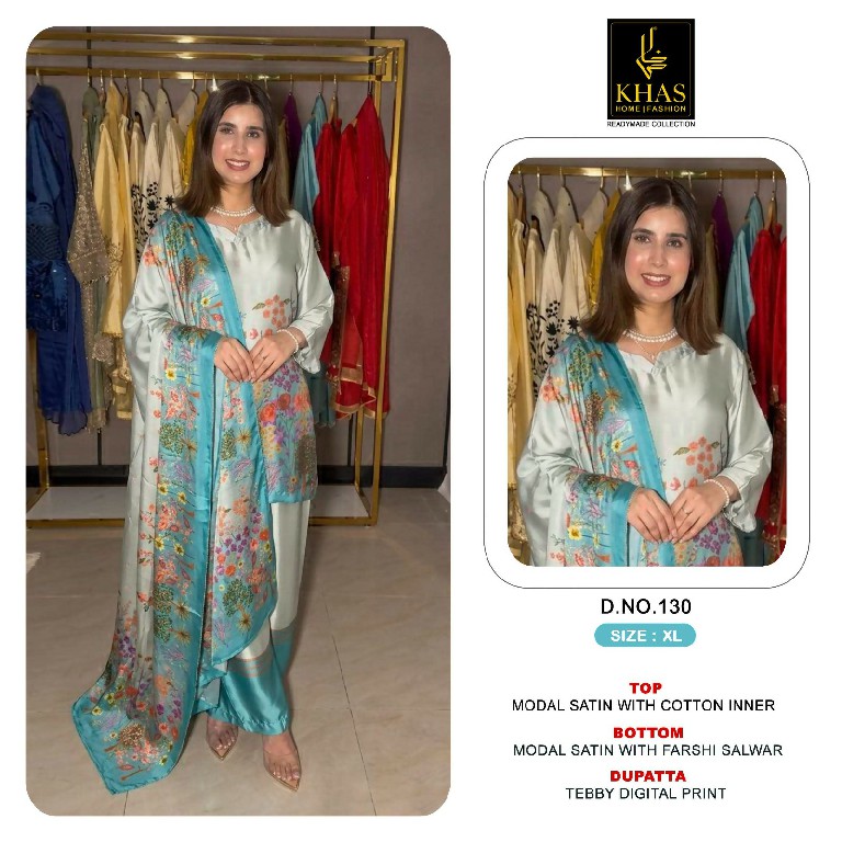 KHAS D.NO 131 TO 139 WHOLESALE READYMADE MODAL SATIN NEW DESIGN 3 PCS COMBO SET SUITS EXPORTER