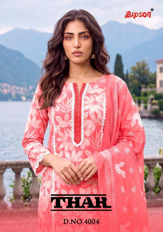 BIPSON THAR D.NO 4004 WHOLESALE PURE COTTON CASUAL UNSTITCH SALWAR SUITS EXPORTER