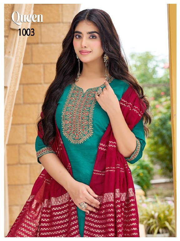 MUKESH QUEEN WHOLESALE READYMADE VERTICAN WITH WORK BIG SIZE PATIYALA STYLE 3 PCS SUITS SUPPLIER