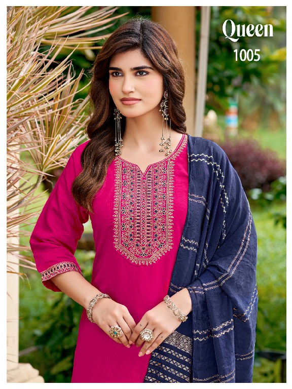 MUKESH QUEEN WHOLESALE READYMADE VERTICAN WITH WORK BIG SIZE PATIYALA STYLE 3 PCS SUITS SUPPLIER