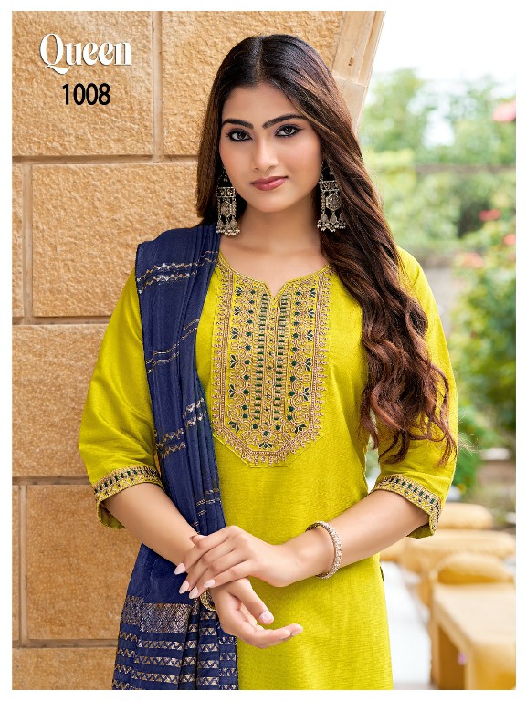 MUKESH QUEEN WHOLESALE READYMADE VERTICAN WITH WORK BIG SIZE PATIYALA STYLE 3 PCS SUITS SUPPLIER
