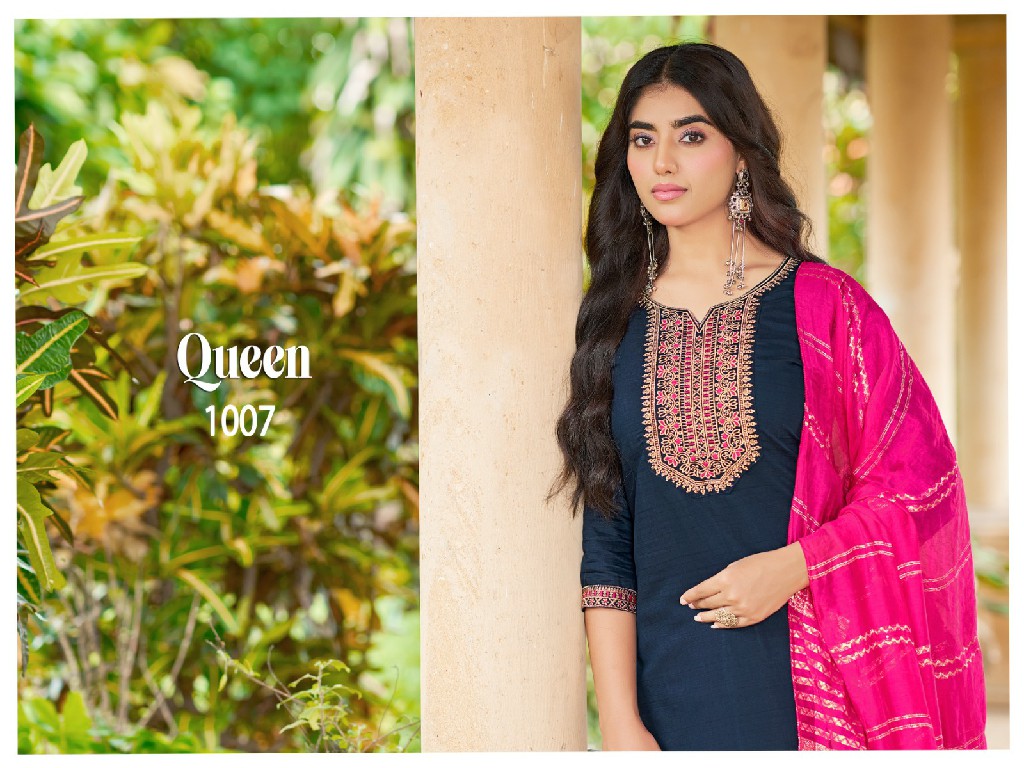MUKESH QUEEN WHOLESALE READYMADE VERTICAN WITH WORK BIG SIZE PATIYALA STYLE 3 PCS SUITS SUPPLIER