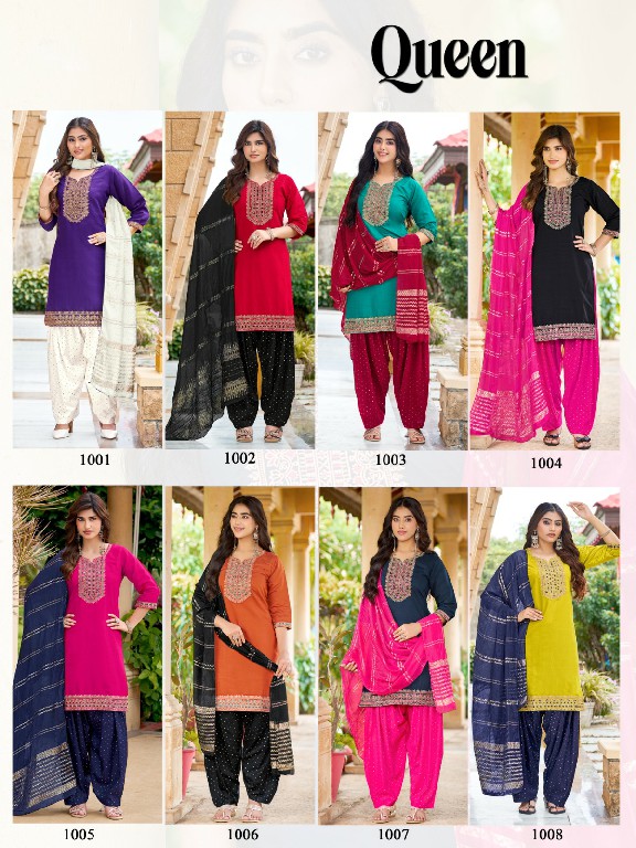 MUKESH QUEEN WHOLESALE READYMADE VERTICAN WITH WORK BIG SIZE PATIYALA STYLE 3 PCS SUITS SUPPLIER
