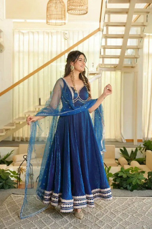 TEXTILEDEAL D.NO KD 1644 WHOLESALE READYMADE FENDY SILK GOWN PANT WITH DUPATTA ONLINE