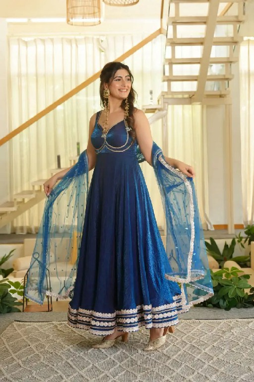TEXTILEDEAL D.NO KD 1644 WHOLESALE READYMADE FENDY SILK GOWN PANT WITH DUPATTA ONLINE