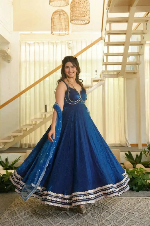 TEXTILEDEAL D.NO KD 1644 WHOLESALE READYMADE FENDY SILK GOWN PANT WITH DUPATTA ONLINE