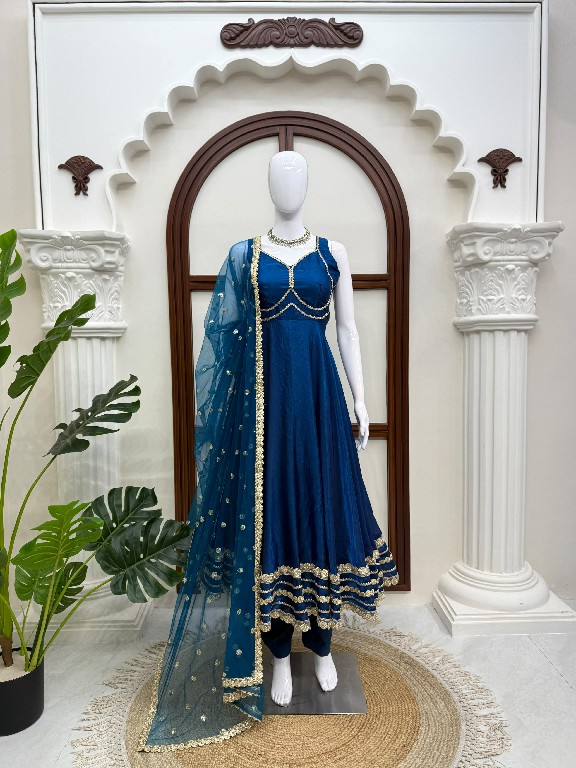 TEXTILEDEAL D.NO KD 1644 WHOLESALE READYMADE FENDY SILK GOWN PANT WITH DUPATTA ONLINE
