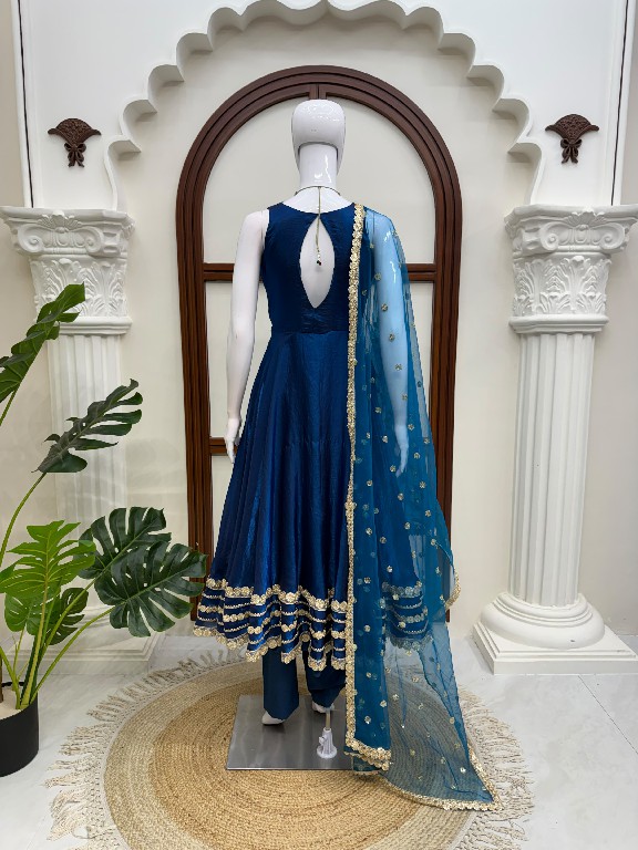 TEXTILEDEAL D.NO KD 1644 WHOLESALE READYMADE FENDY SILK GOWN PANT WITH DUPATTA ONLINE