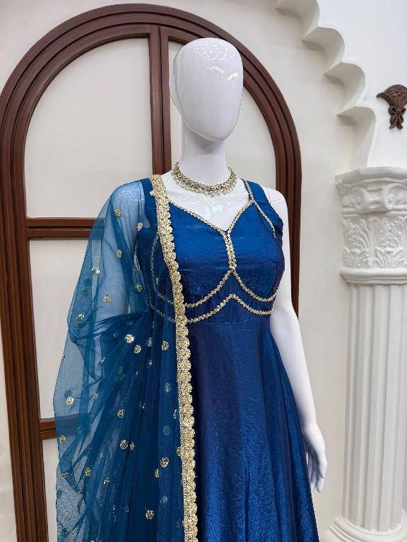 TEXTILEDEAL D.NO KD 1644 WHOLESALE READYMADE FENDY SILK GOWN PANT WITH DUPATTA ONLINE