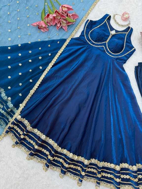 TEXTILEDEAL D.NO KD 1644 WHOLESALE READYMADE FENDY SILK GOWN PANT WITH DUPATTA ONLINE