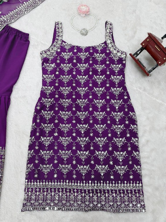 TEXTILEDEAL D.NO 5892 WHOLESALE READYMADE FOUX GEORGETTE PARTY WEAR 3 PCS SUITS EXPORTER