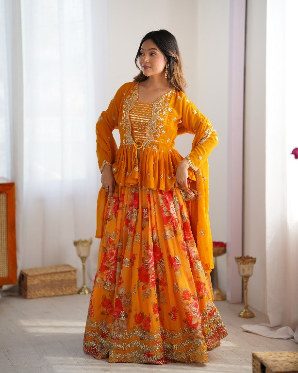 SP SERIES D.NO SP-15 WHOLESALE HEAVY FOUX GEORGETTE FESTIVE WEAR LEHENGA CHOLI FOR EXPORT
