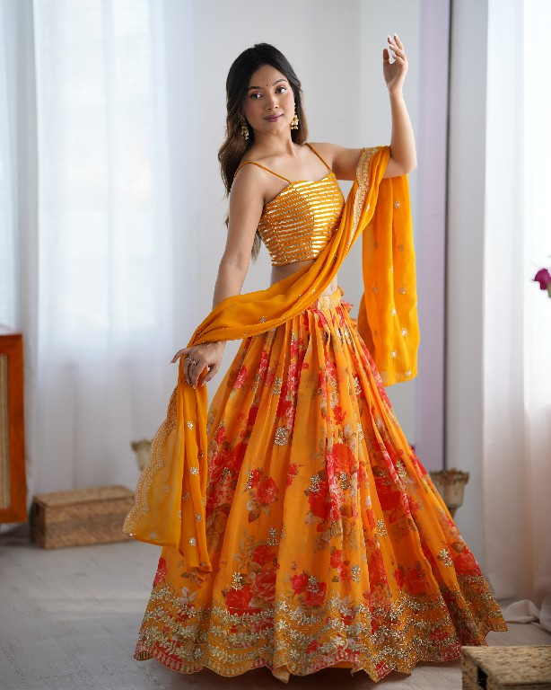 SP SERIES D.NO SP-15 WHOLESALE HEAVY FOUX GEORGETTE FESTIVE WEAR LEHENGA CHOLI FOR EXPORT