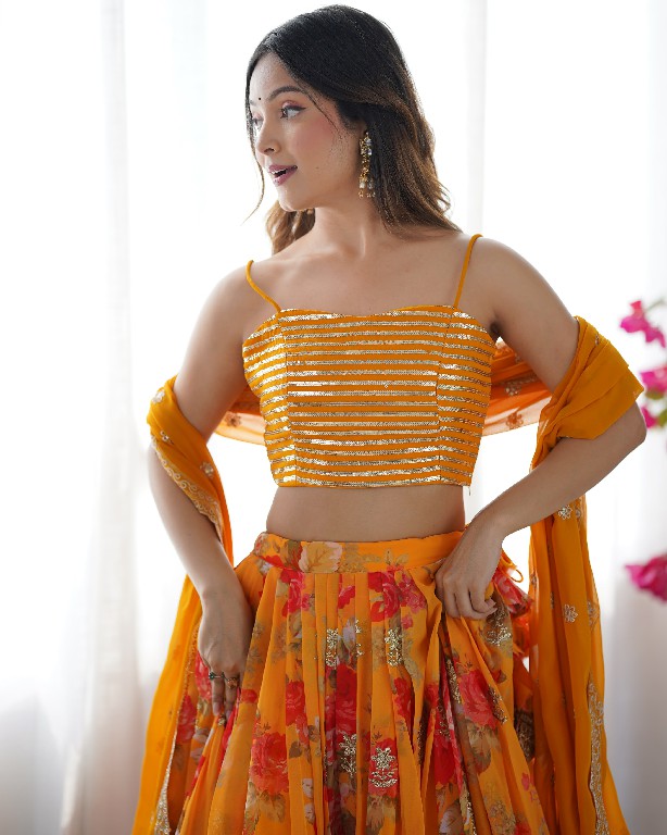 SP SERIES D.NO SP-15 WHOLESALE HEAVY FOUX GEORGETTE FESTIVE WEAR LEHENGA CHOLI FOR EXPORT